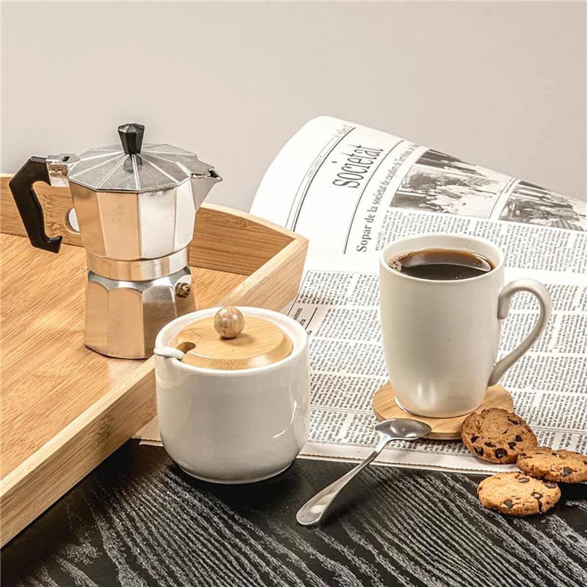 Set van 6 kopjes Caison Wit Porselein 350 ml Matte afwerking